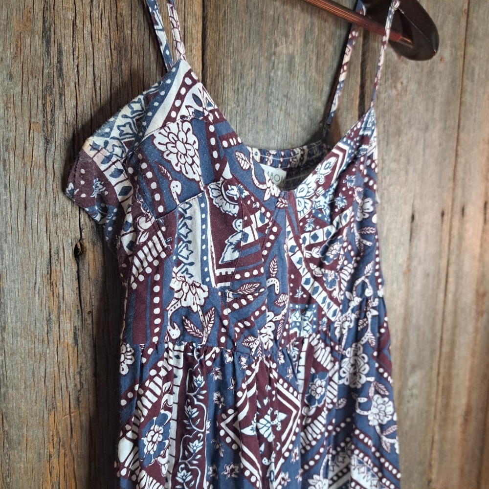 Indie Folk Retro Grunge Billabong Sundress Women's Large Geometric Bandana Print